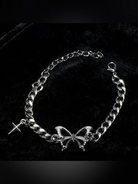 Butterfly Steering Wheel Charm Silver Cross Car Accessory